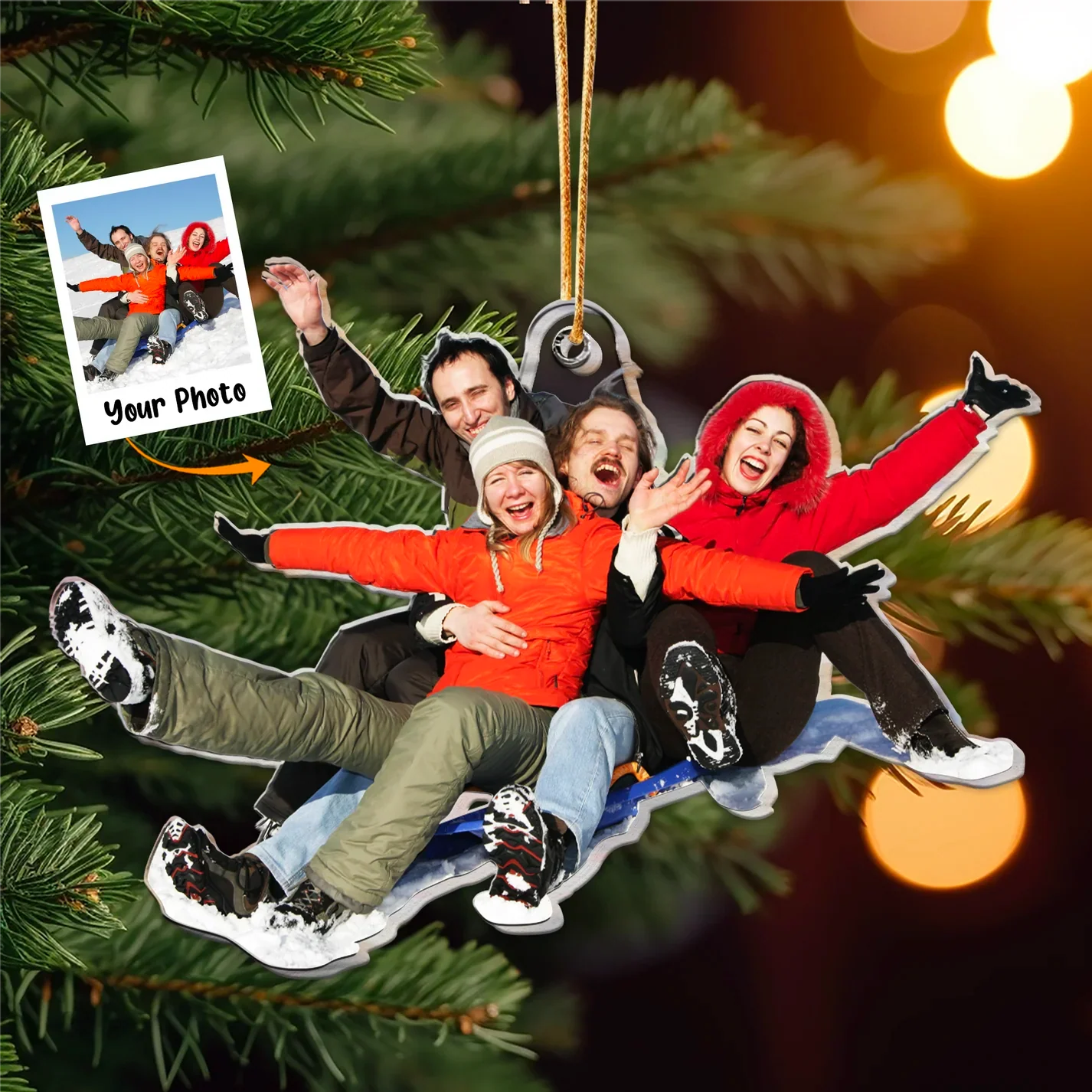 Personalisierter Weihnachtsschmuck – Familienfoto