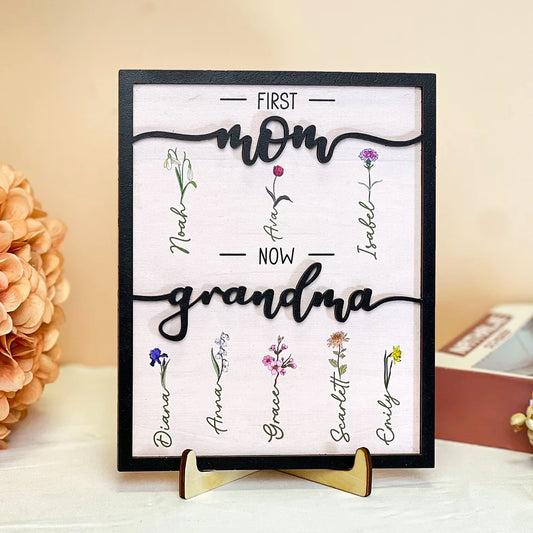Personalisiertes Holzbild – Erst Mama, dann Oma