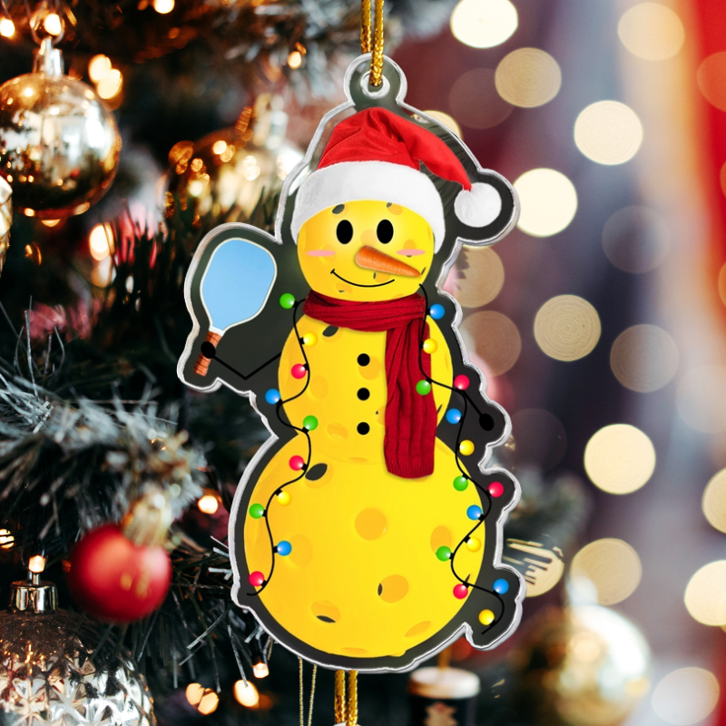 Personalisierter Weihnachtsschmuck – Padel spielender Schneemann