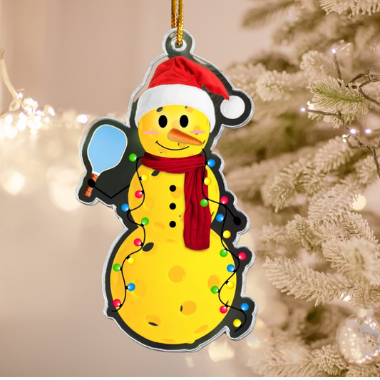 Personalisierter Weihnachtsschmuck – Padel spielender Schneemann