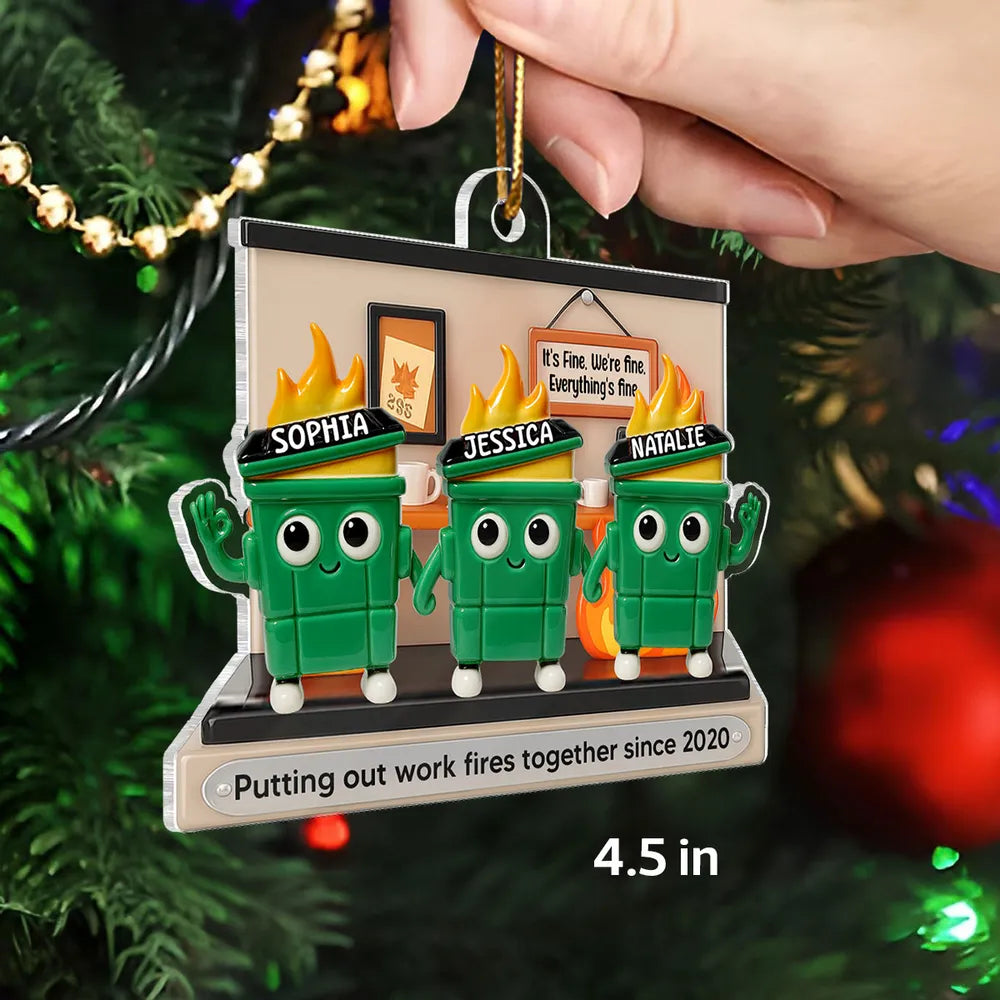 Personalisierte Weihnachtsdeko – Container-Feuer im Büro