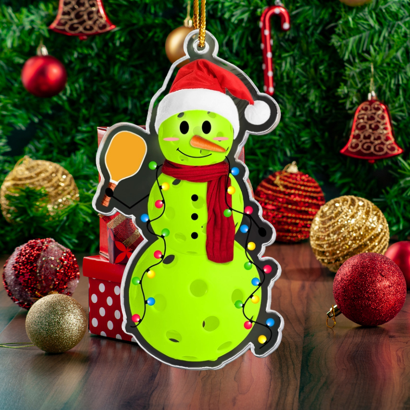 Personalisierter Weihnachtsschmuck – Padel spielender Schneemann