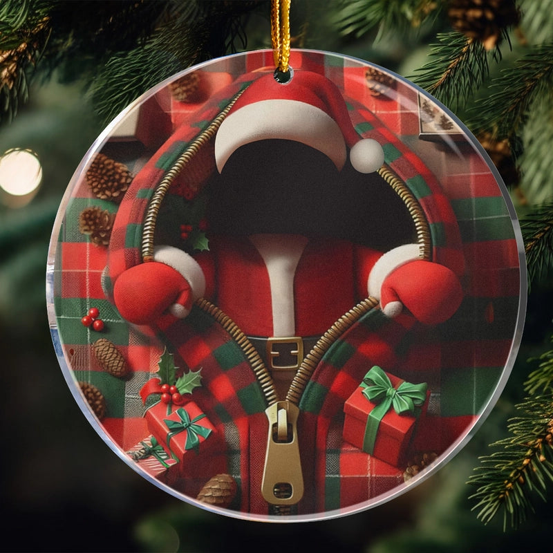 Personalisierter Weihnachtsschmuck – Der Weihnachtsmann schaut heraus
