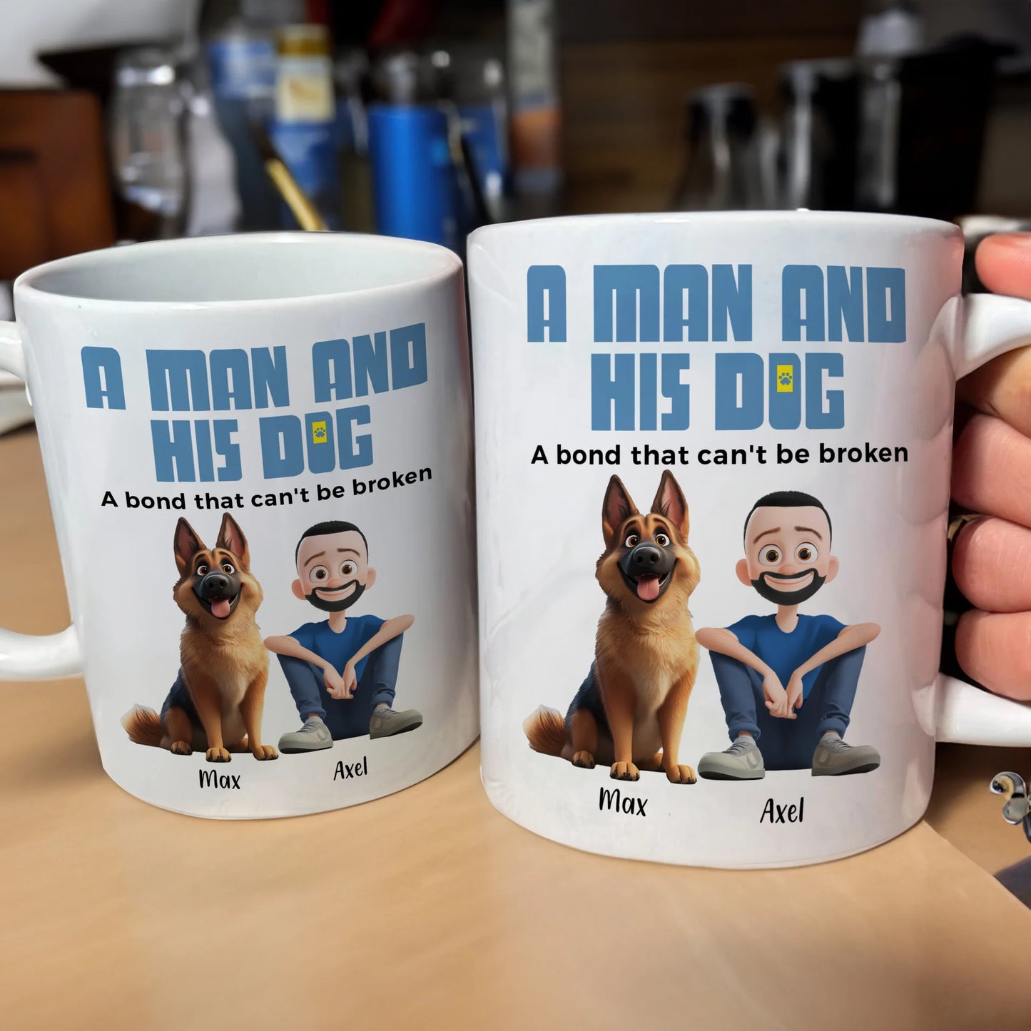 Personalisierter Thermobecher – Ein Mann und sein Hund