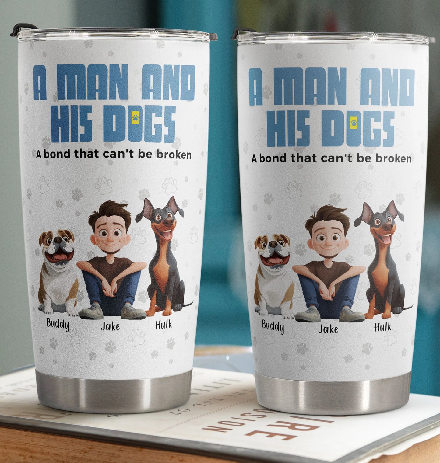 Personalisierter Thermobecher – Ein Mann und sein Hund