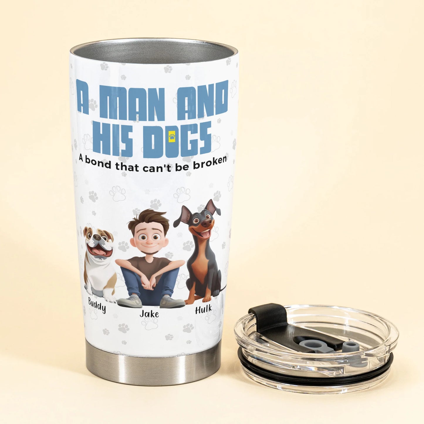 Personalisierter Thermobecher – Ein Mann und sein Hund