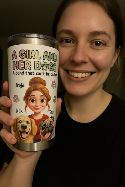 Personalisierter Thermobecher – Ein Mädchen und ihre Hunde