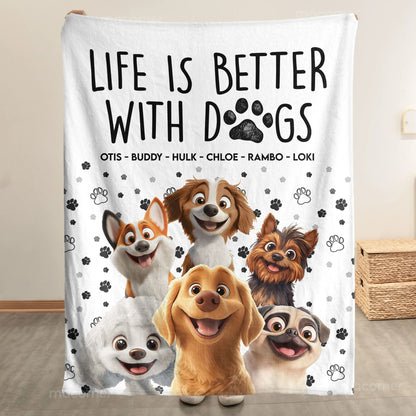 Personalisierte Decke / Handtuch – Das Leben ist schöner mit Hunden