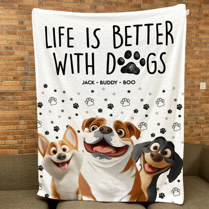 Personalisierte Decke / Handtuch – Das Leben ist schöner mit Hunden