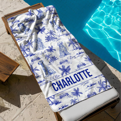 Personalisiertes Handtuch – Toile-de-Jouy-Stil mit Namen