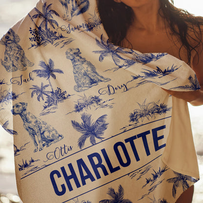 Personalisiertes Handtuch – Toile-de-Jouy-Stil mit Namen