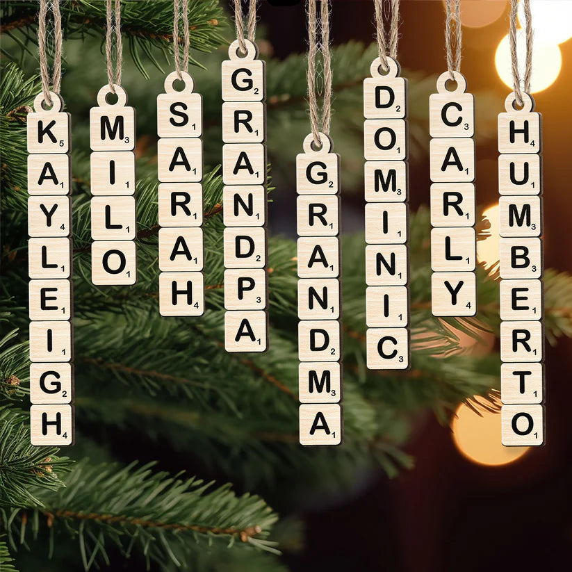 Personalisierte Weihnachtsdeko – Scrabble-Name