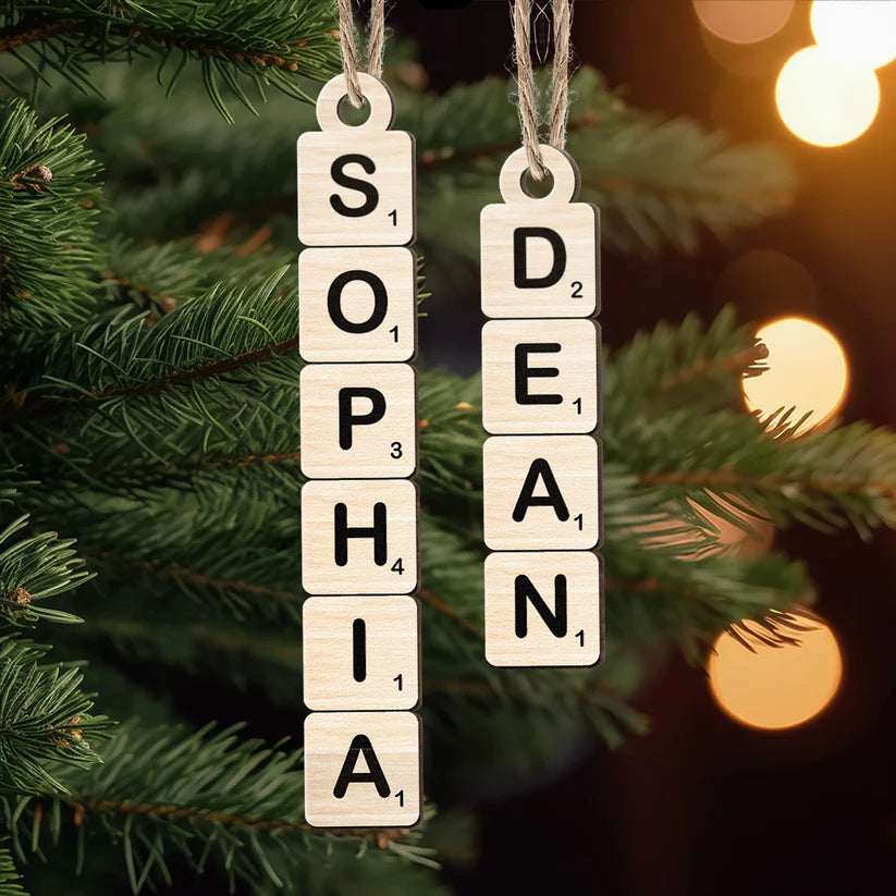Personalisierte Weihnachtsdeko – Scrabble-Name