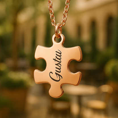Puzzle-Halskette mit Namen – 2-teiliges Set