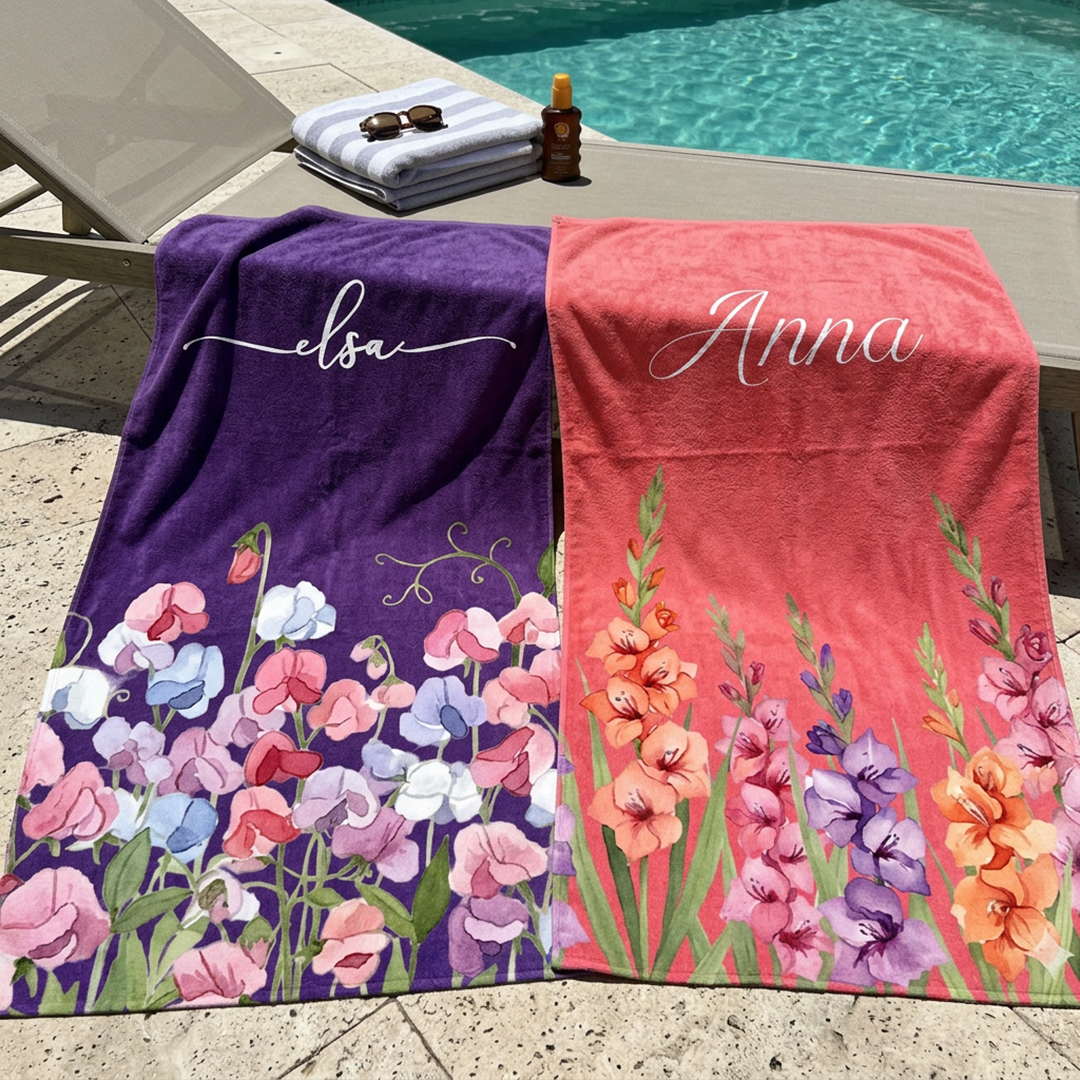 Personalisiertes Handtuch – Name & Geburtsblume