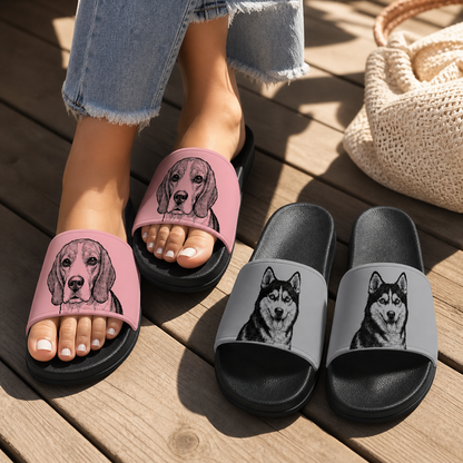 Personalisierte Pantoffeln – Haustierskizze in Line-Art