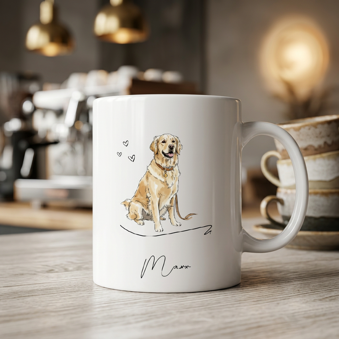 Personalisierte Tasse – Aquarellporträt vom Haustier