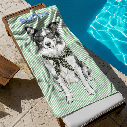 Personalisiertes Strandtuch – Aquarellporträt vom Haustier – Geschenk für Tierliebhaber
