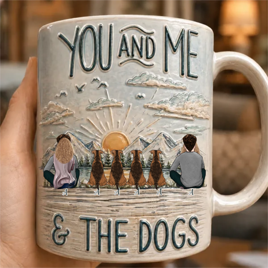 Personalisierte Tasse – Du und ich & die Hunde