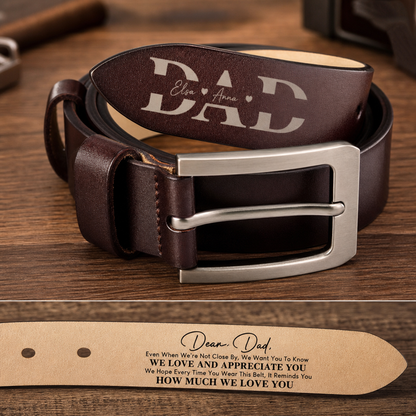 Personalisierter gravierter Ledergürtel – Geschenk für Papa
