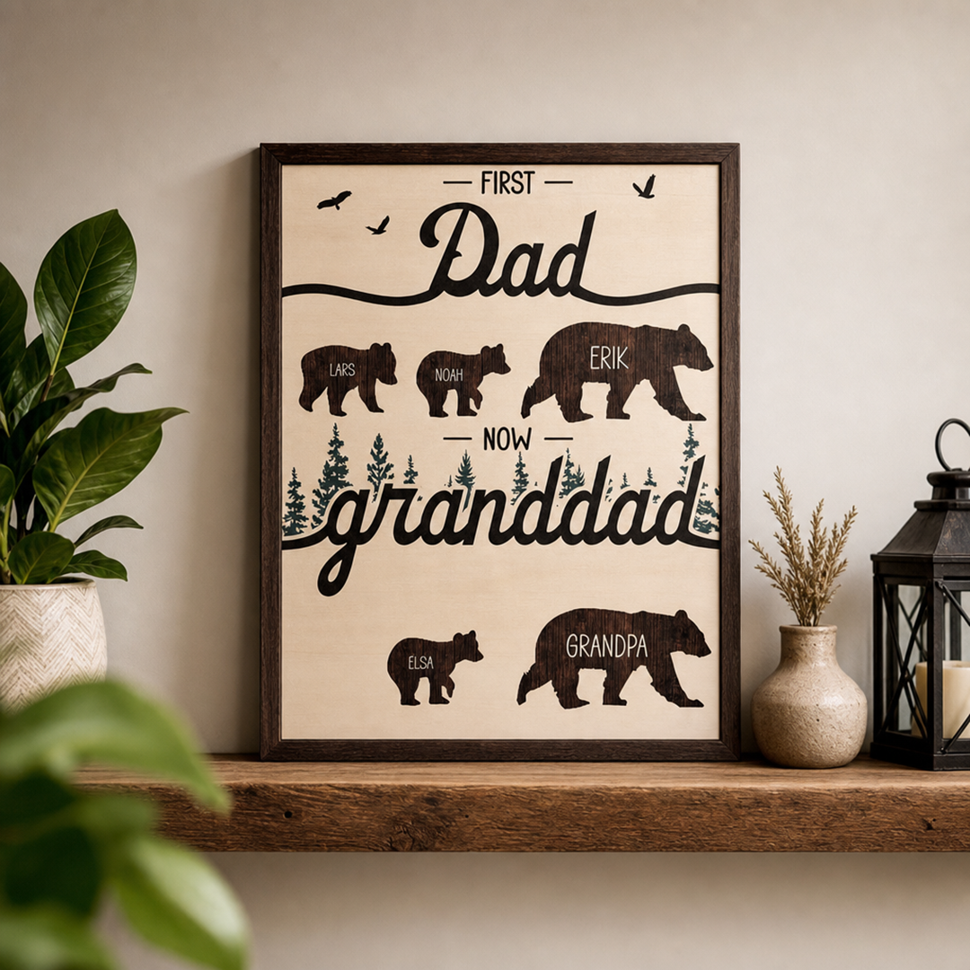 Personalisiertes Holzschild – Erst Papa, jetzt Opa