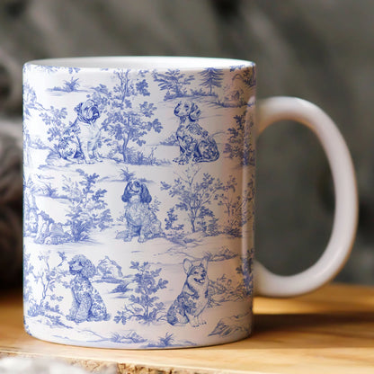 Personalisierte Tasse – Hundeliebhaber – Toile de Jouy im französischen Stil