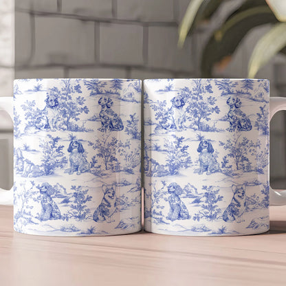 Personalisierte Tasse – Hundeliebhaber – Toile de Jouy im französischen Stil