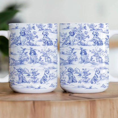 Personalisierte Tasse – Hundeliebhaber – Toile de Jouy im französischen Stil