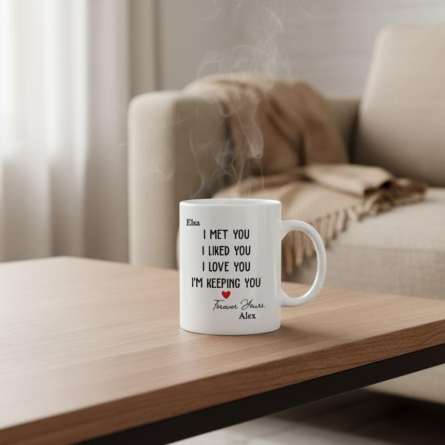 Personalisierte Tasse – Ich traf dich, ich mochte dich