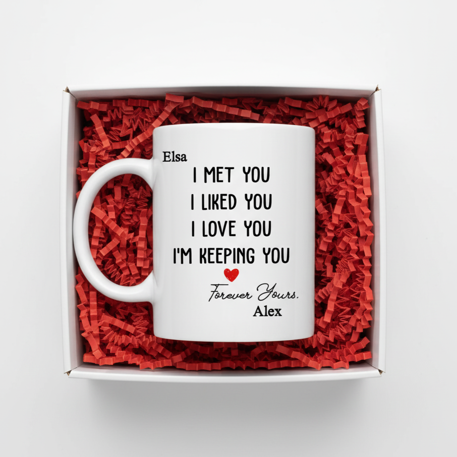 Personalisierte Tasse – Ich traf dich, ich mochte dich