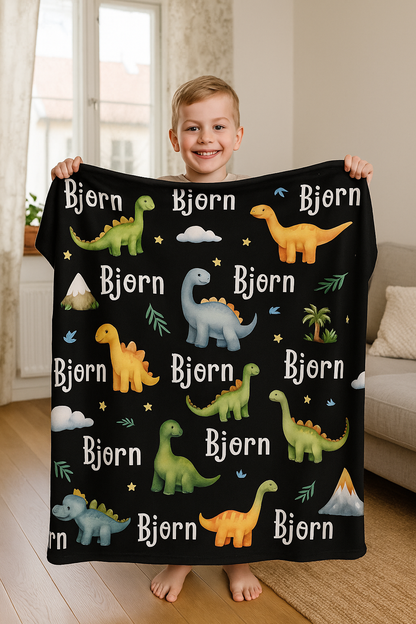 Personalisierte Decke – Dinosaurier-Namensdecke