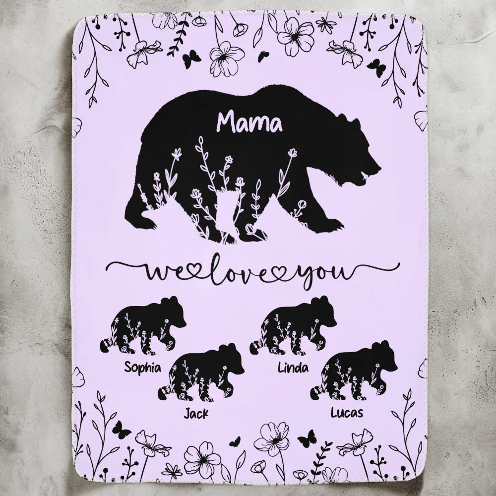 Personalisierte Decke – Mama Bär, wir lieben dich