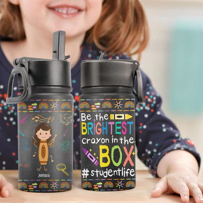 Personalisierte Trinkflasche für Kinder mit Strohhalmdeckel (350 ml) – Leuchtende Kreide