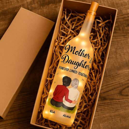 Personalisierte Flaschenlampe – Mutter und Tochter