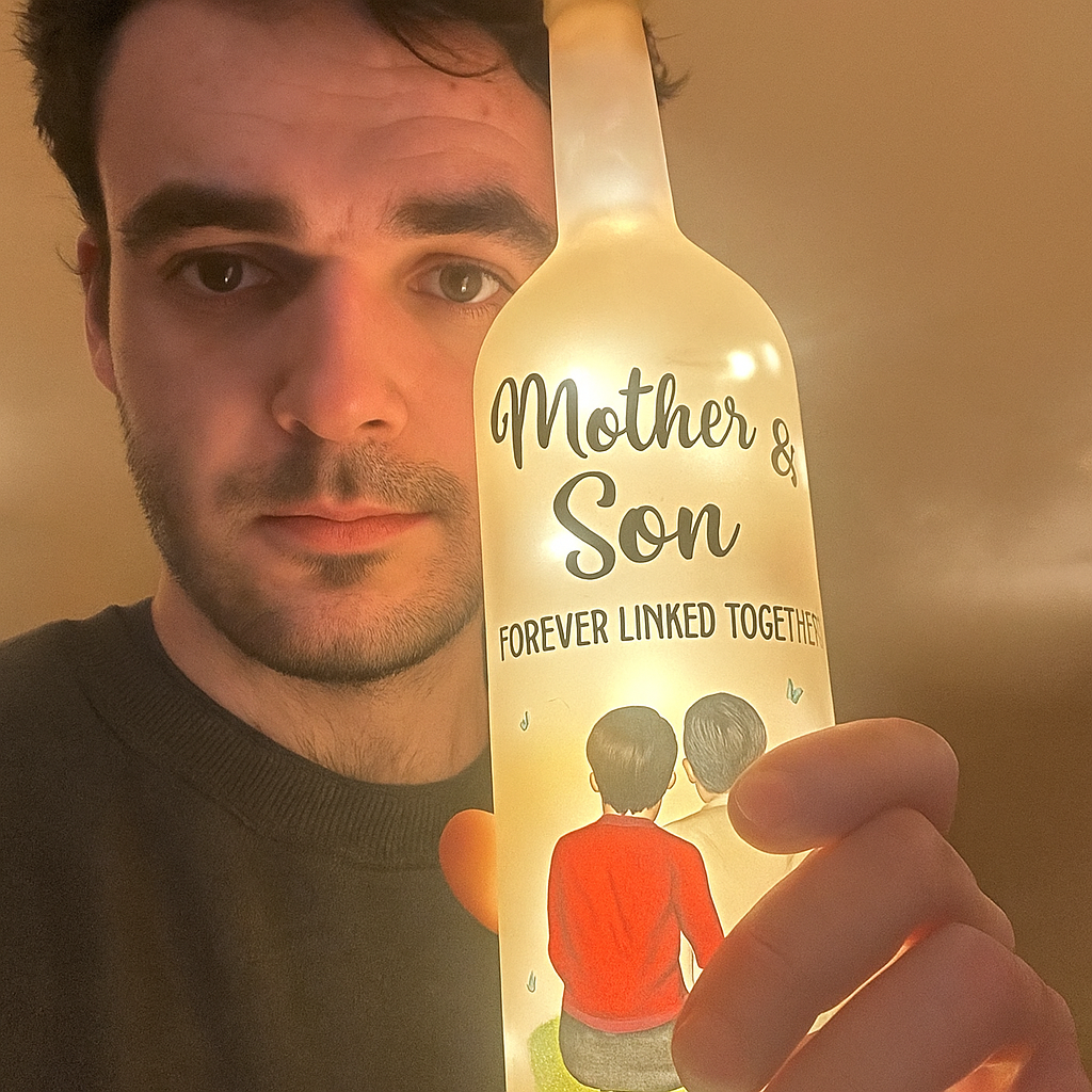 Personalisierte Flaschenlampe – Mutter und Tochter