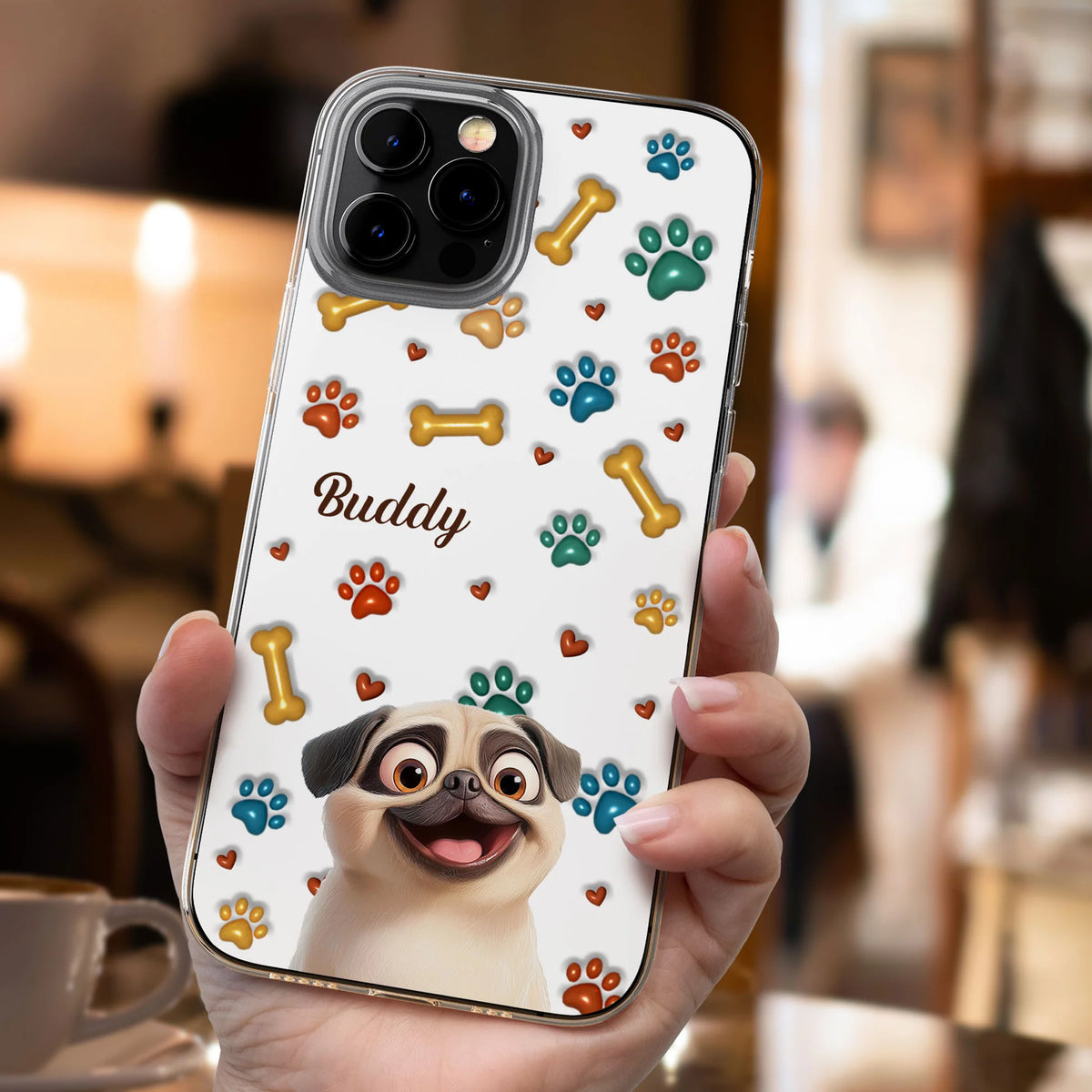 Personalisierte Handyhülle – Hund im 3D-Stil