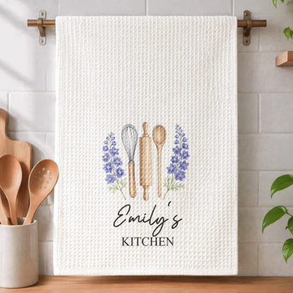 Personalisiertes Küchentuch – Geburtsblume & Name – Geschenk für Mama