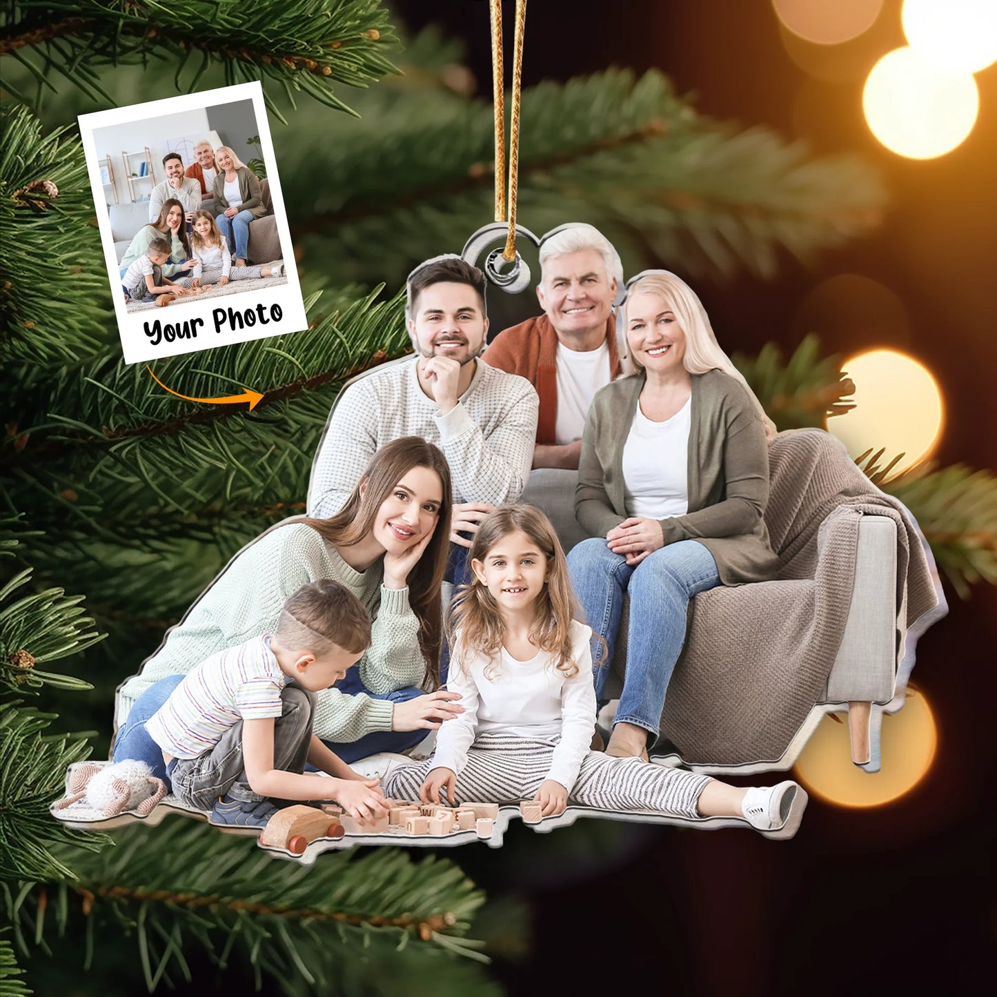 Personalisierter Weihnachtsschmuck – Familienfoto