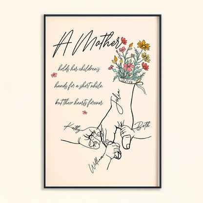 Personalisiertes Fotoposter – Mama hält die Hände ihrer Kinder