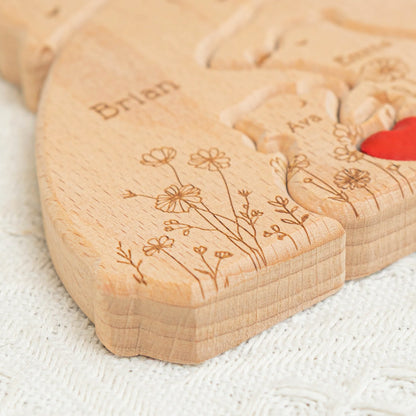 Personalisiertes Familienpuzzle aus Holz mit Bären