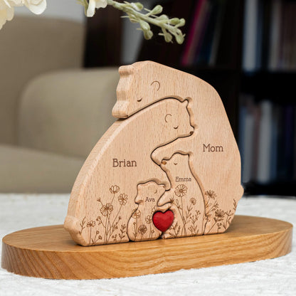 Personalisiertes Familienpuzzle aus Holz mit Bären