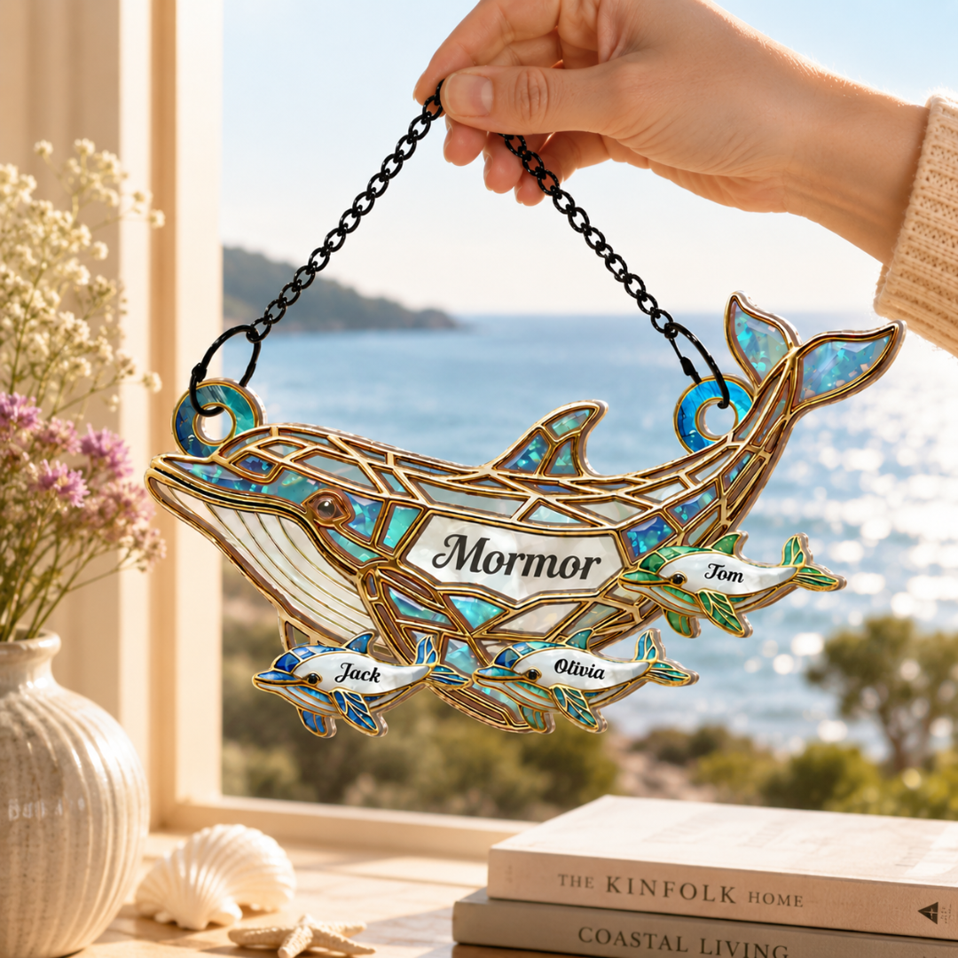Personalisierter Sonnenfänger – Delfin-Mama