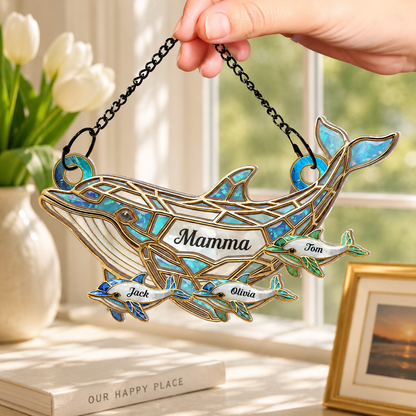 Personalisierter Sonnenfänger – Delfin-Mama