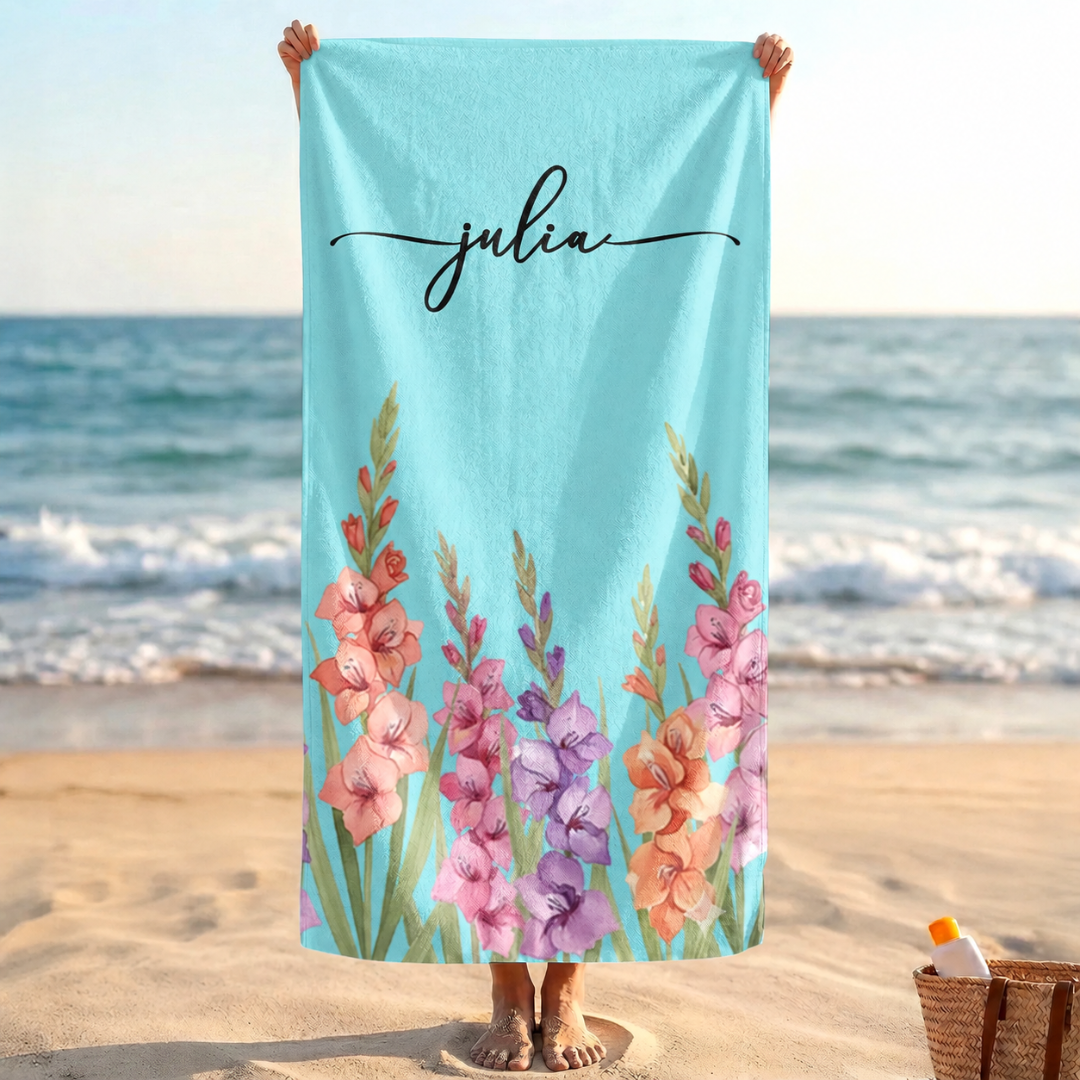 Personalisiertes Handtuch – Name & Geburtsblume