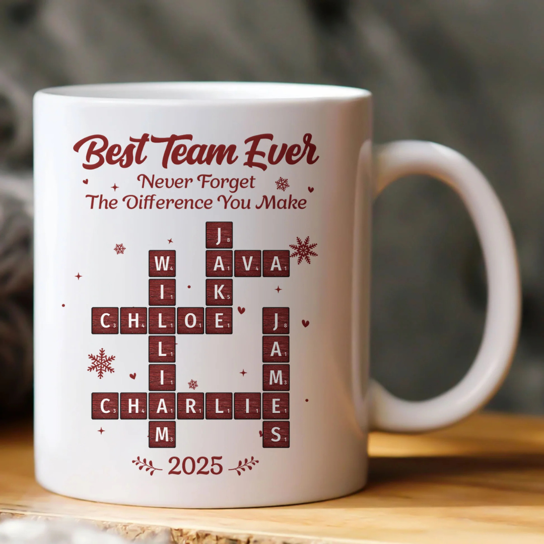 Personalisierte Tasse – Bestes Team aller Zeiten – Scrabble