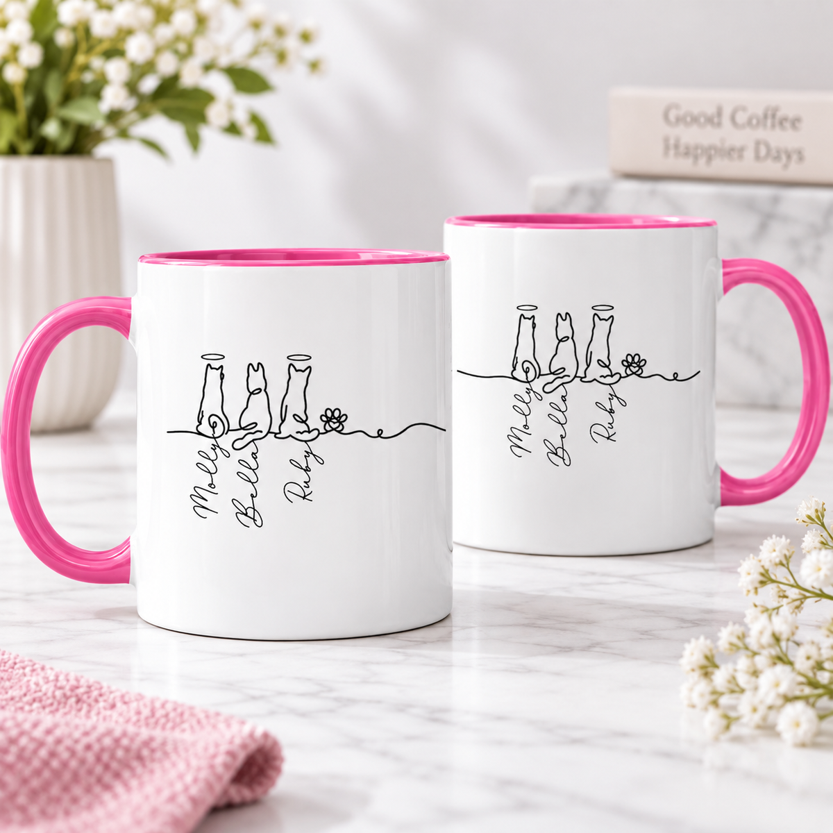 Personalisierte Tasse – Hundemotiv in Line Art