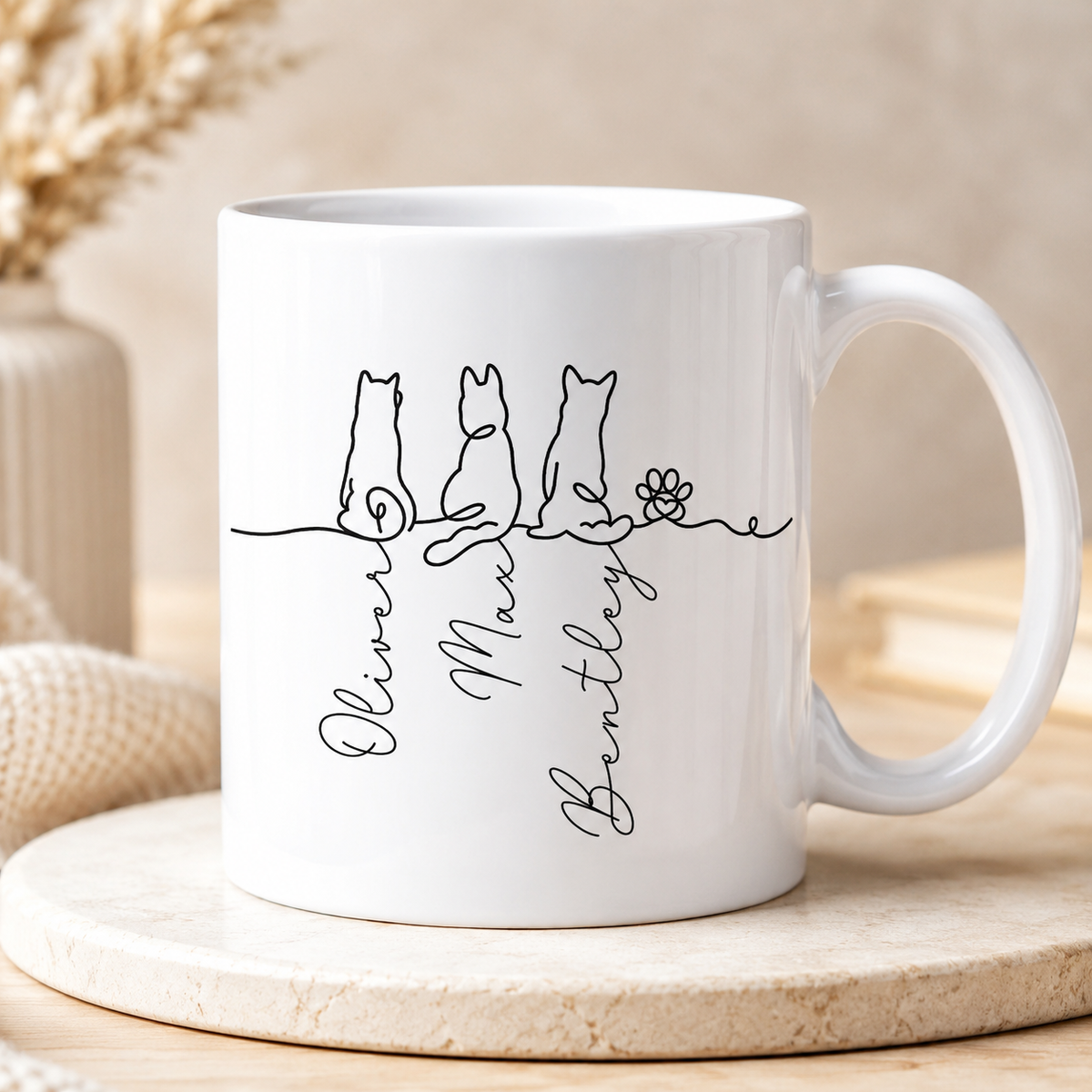 Personalisierte Tasse – Hundemotiv in Line Art