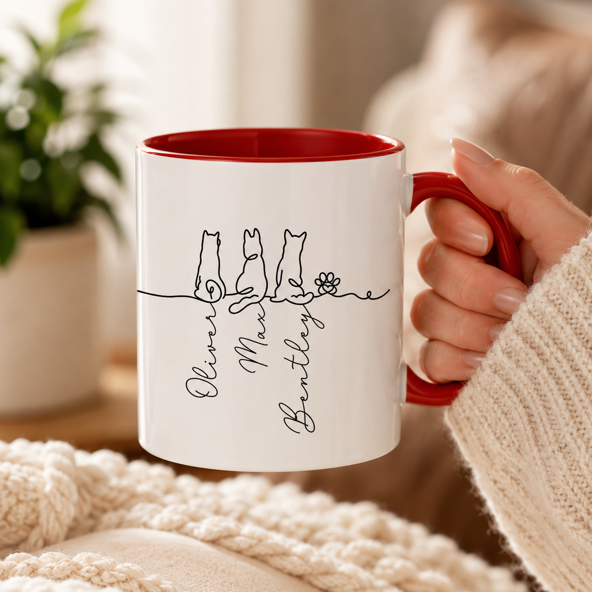 Personalisierte Tasse – Hundemotiv in Line Art