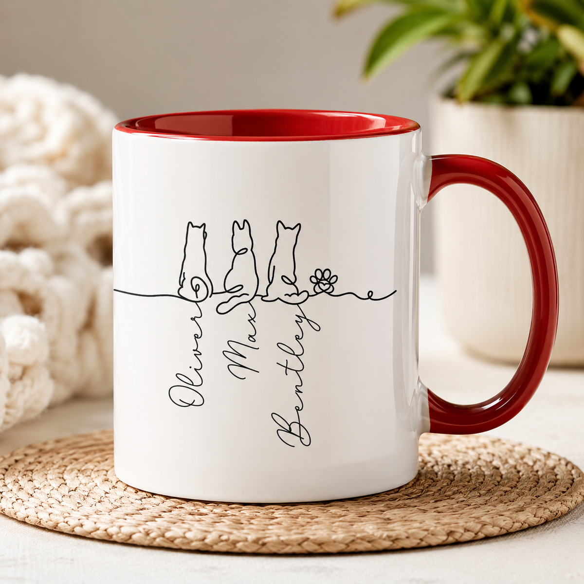 Personalisierte Tasse – Hundemotiv in Line Art