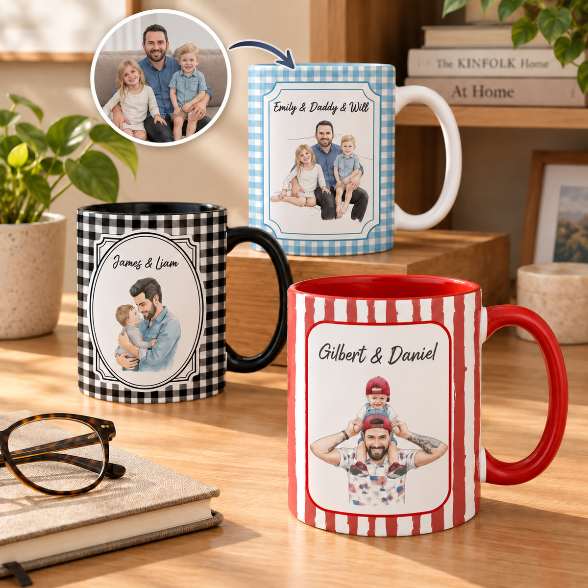 Personalisierte Tasse – Gestreiftes Aquarellmuster